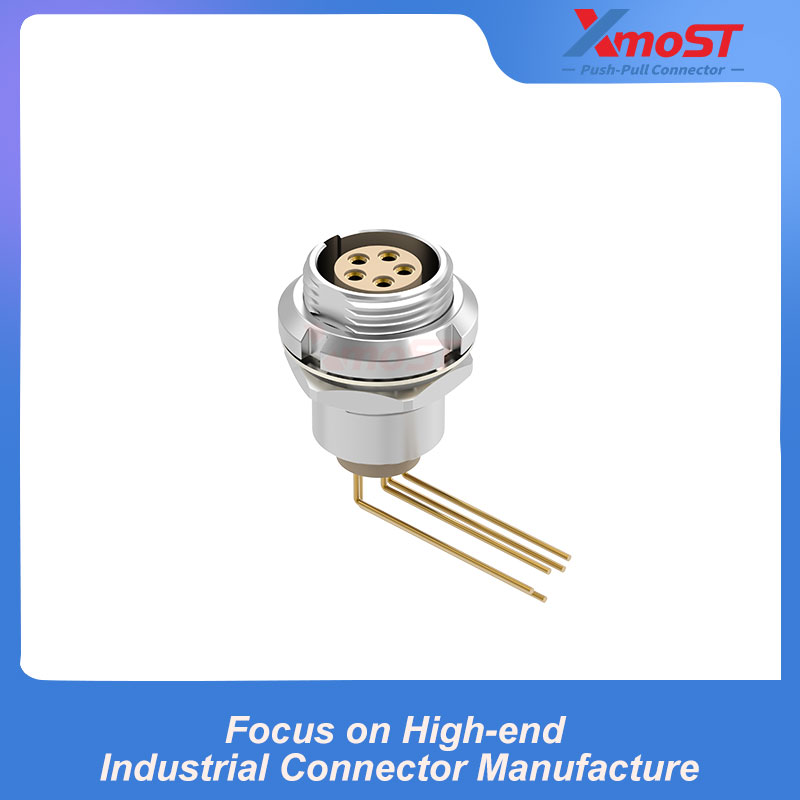 XM-LECG Twin-Nut Fixed Female Receptacle with Right-Angle PCB Pins - Image 3
