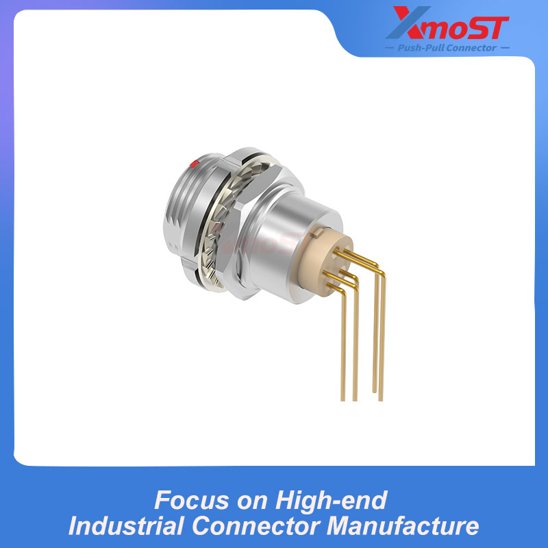 XM-LECG Twin-Nut Fixed Female Receptacle with Right-Angle PCB Pins - Image 4