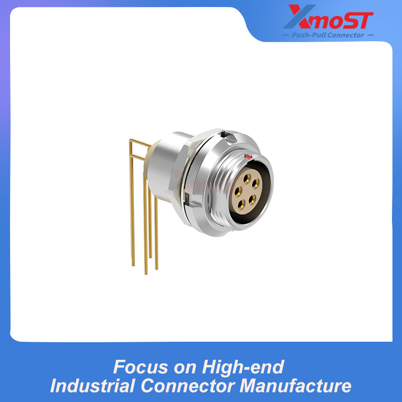 XM-LECG Twin-Nut Fixed Female Receptacle with Right-Angle PCB Pins - Image 2