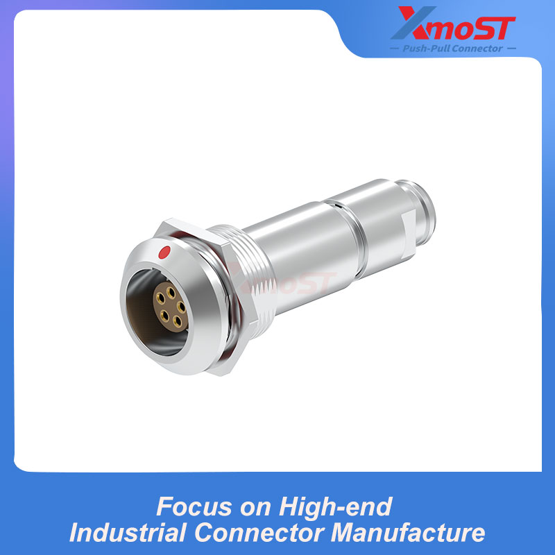 XM-LPKG Fixed Receptacle with Alignment Pin and Cable Clamp | K Series Push-Pull Connector