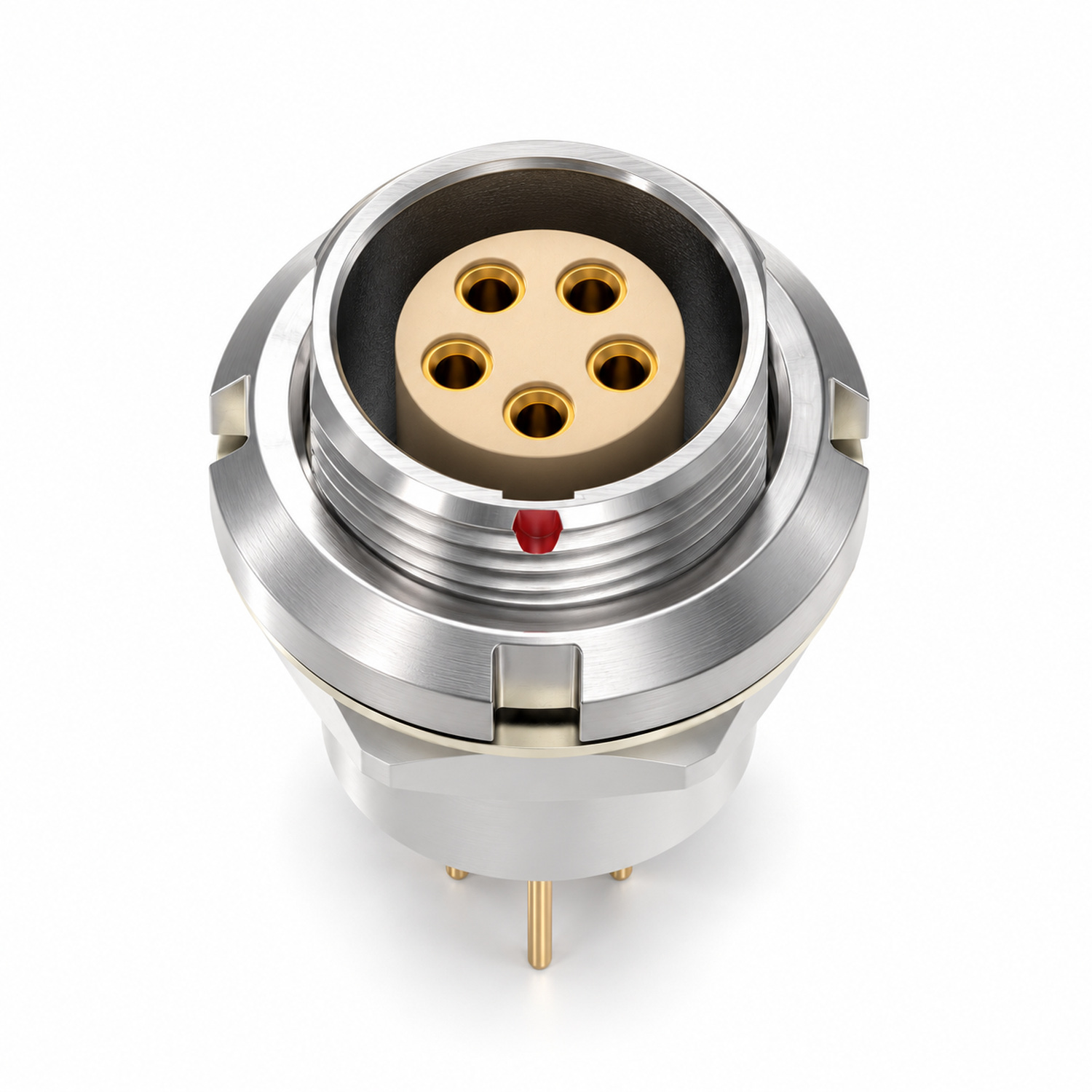 XM-LECG Twin-Nut Fixed Female Receptacle with Right-Angle PCB Pins - Image 2
