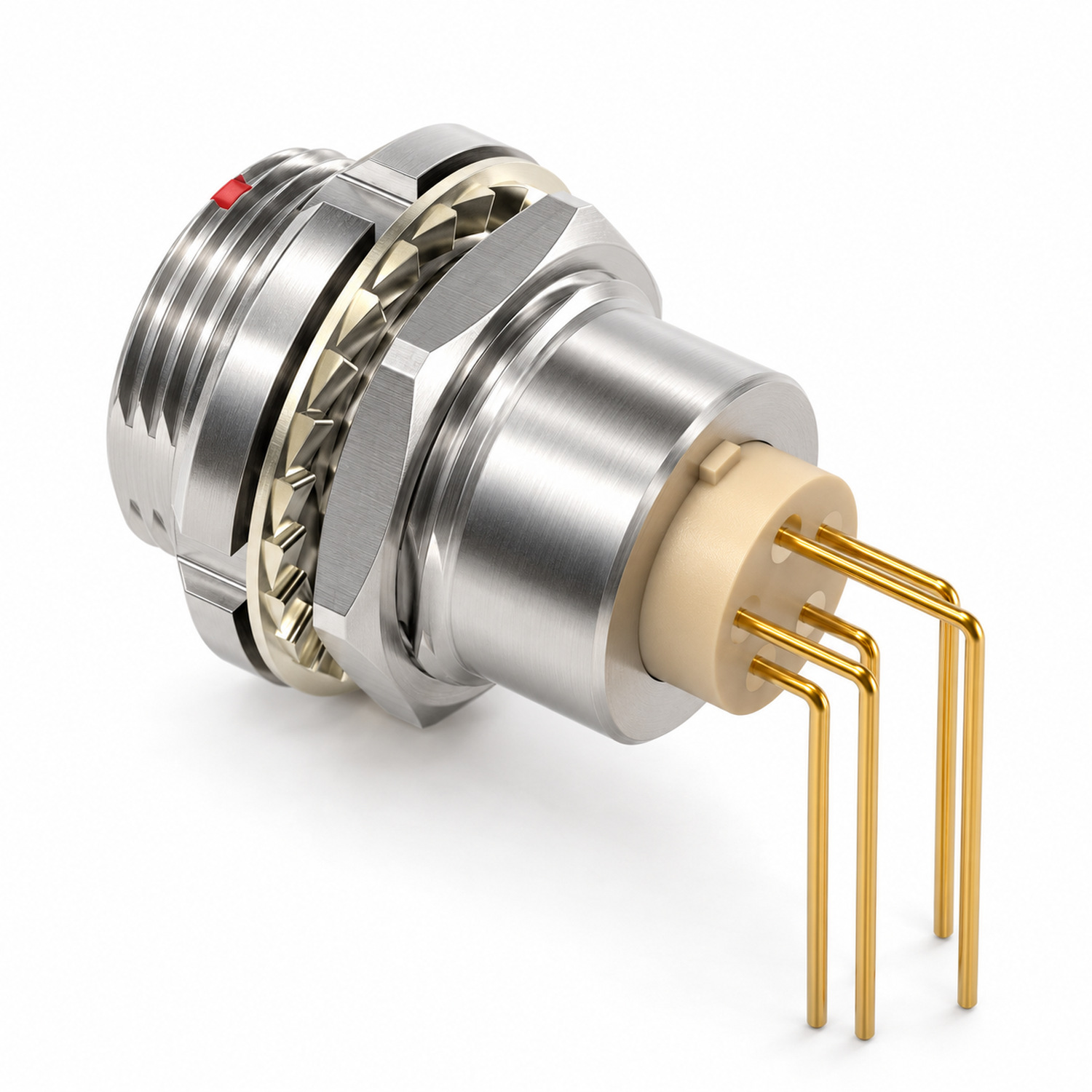 XM-LECG Twin-Nut Fixed Female Receptacle with Right-Angle PCB Pins - Image 3