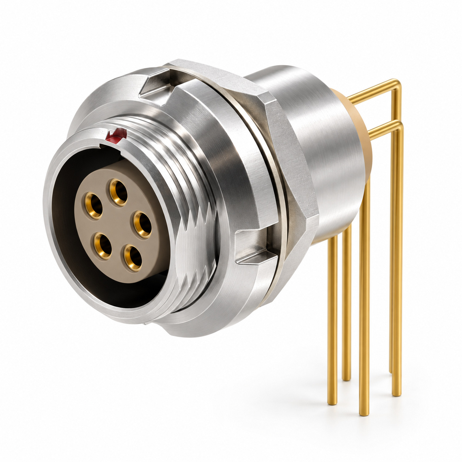 XM-LECG Twin-Nut Fixed Female Receptacle with Right-Angle PCB Pins