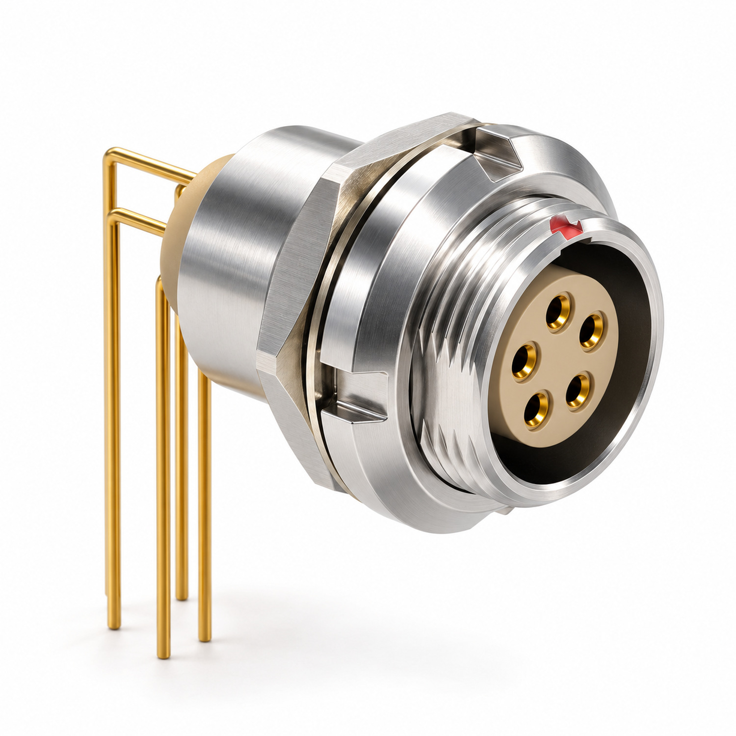 XM-LECG Twin-Nut Fixed Female Receptacle with Right-Angle PCB Pins - Image 4