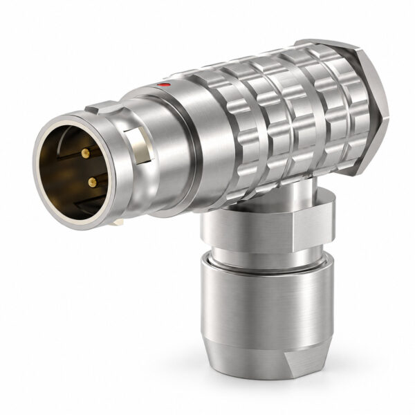 XM-LFPG 90° Right-Angle Male Push-Pull Connector with Strain Relief