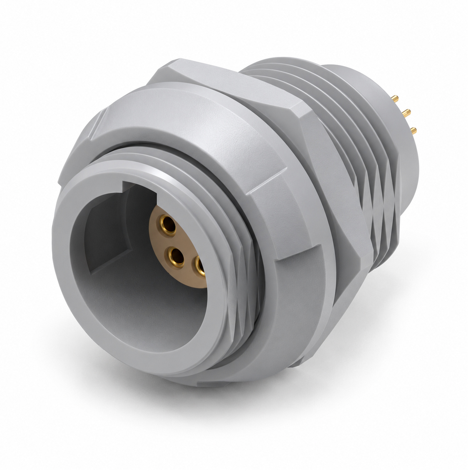 XM-LPLG 1P Fixed Receptacle, Internal Nut Mount