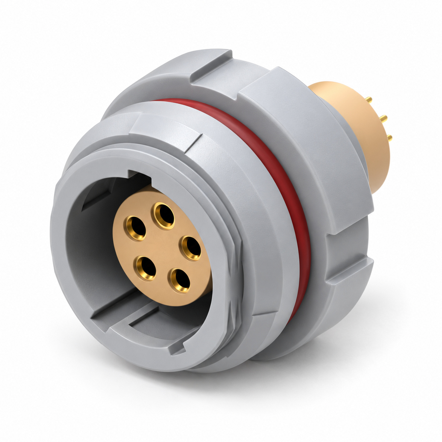 XM-LCKB 2P Series Fixed Receptacle, Internal & External Nut Mount